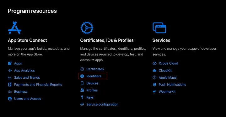 Apple Developer Identifiers