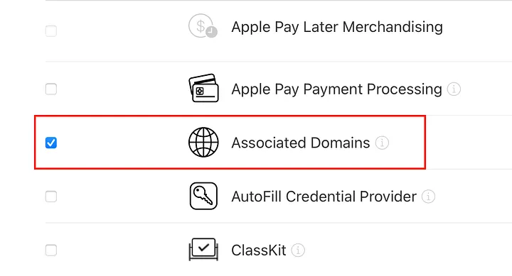 Enable Associated Domains