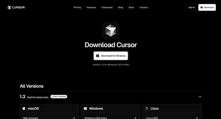 Cursor AI Download Page