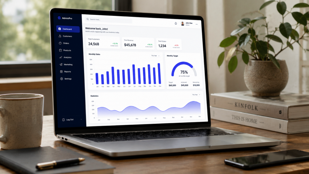 SaaS product dashboard interface illustration